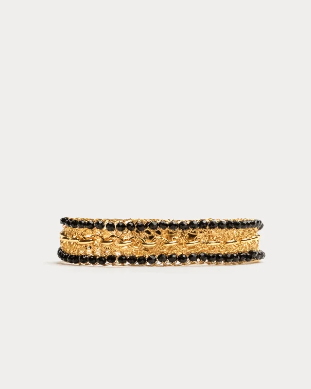 Women’s statement cuff bracelet-Flux Bracelet Black Gold