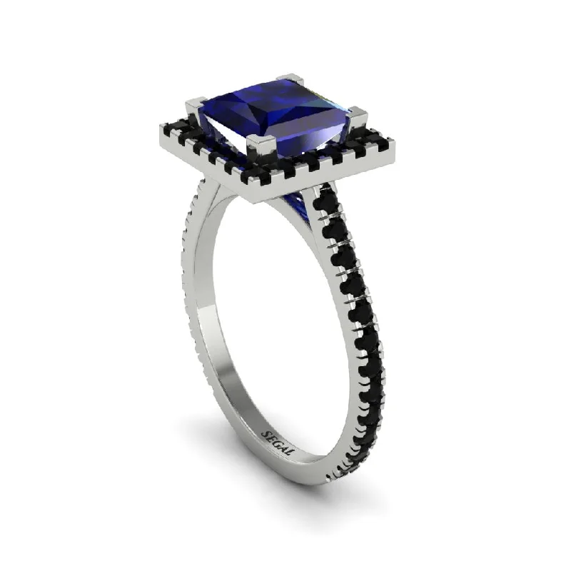 Women’s diamond engagement ring-Princess-Cut Floating Halo Sapphire Engagement Ring - Candice No. 45