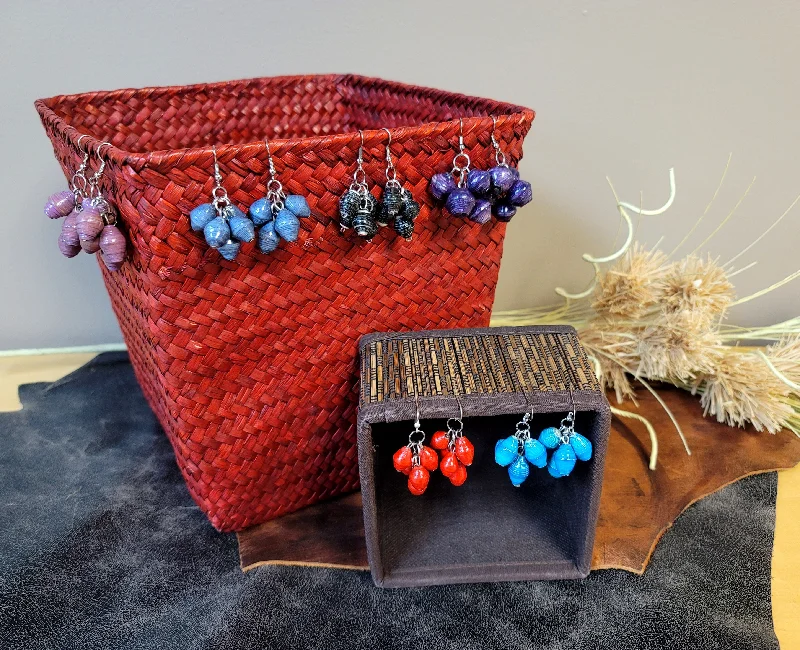 Women’s nature-inspired earrings-Cluster Uganda Bead Earrings