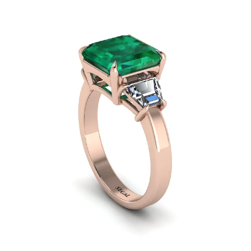 Women’s emerald cut engagement ring-Three Stone Emerald Engagement Ring - Bethany No. 5