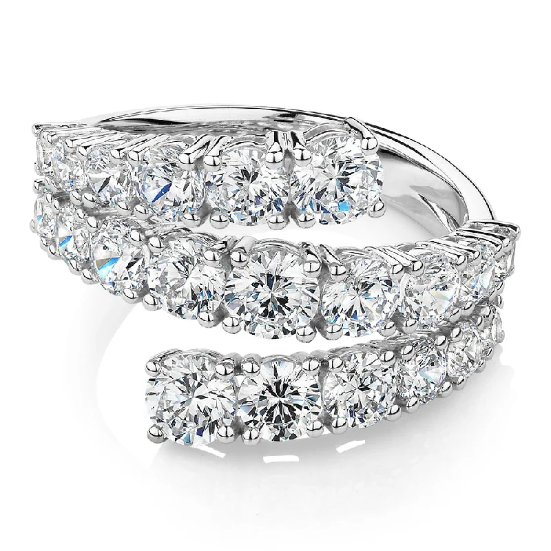 Women’s silver wedding rings-Dress ring with 3.2 carats* of diamond simulants in 10 carat white gold