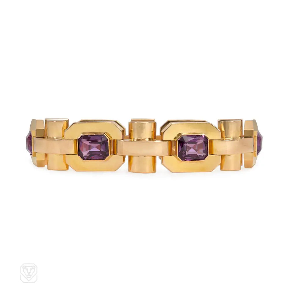 Women’s luxury bangle-Retro gold and synthetic corundum bracelet