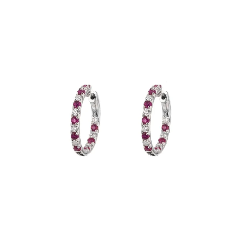 Women’s fashionable stud earrings-Ruby & Diamond Inside-Out Earrings