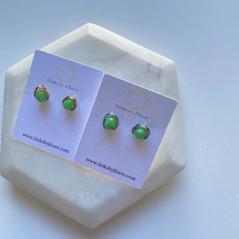 Women’s silver-plated earrings-The Morgan Earrings in Opaque Green