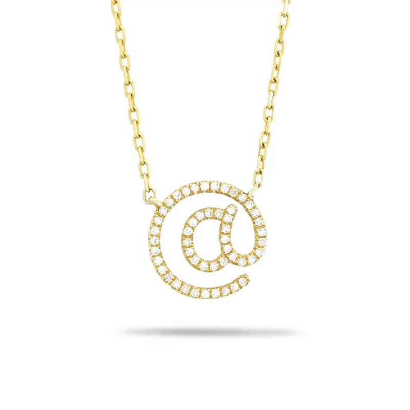 Women’s bohemian necklaces-@ Symbol Necklace 14k Yellow Gold 0.35ct Diamond