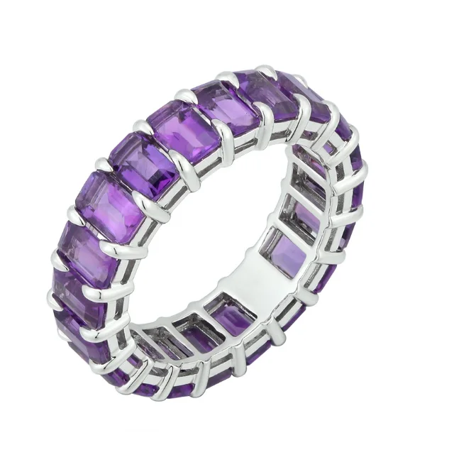 Women’s rose gold rings-Large Amethyst Eternity Ring