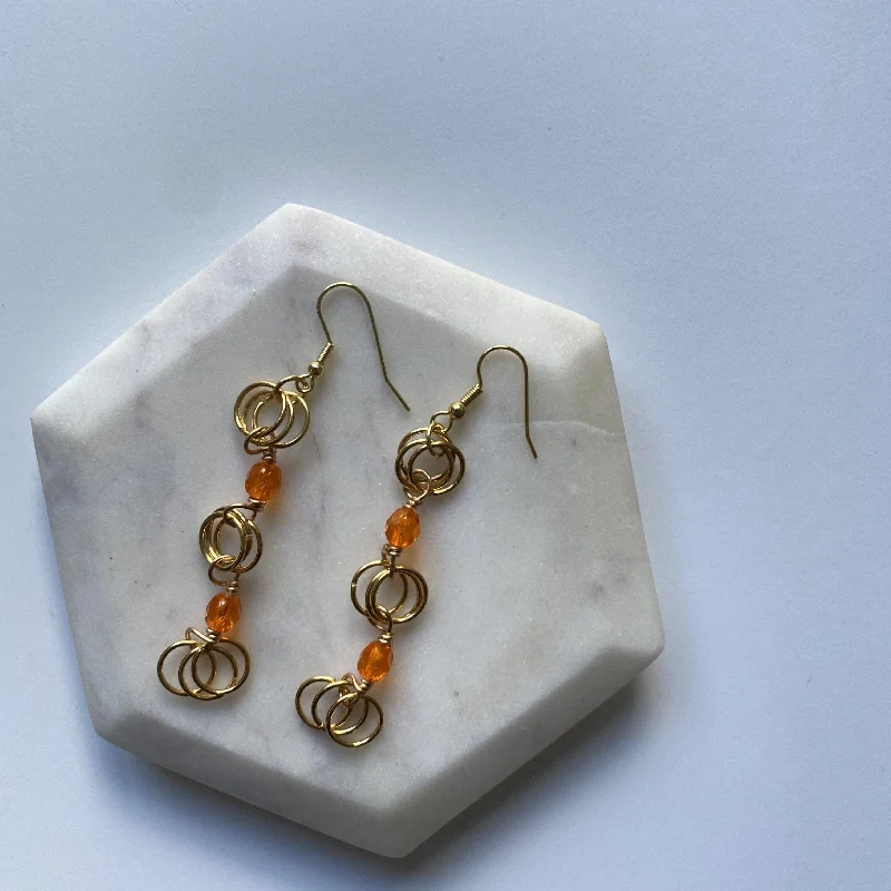 Women’s geometric drop earrings-The Kiere Earrings in Orange