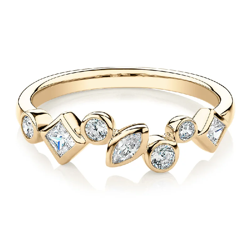 Women’s gemstone rings-Dress ring with 0.48 carats* of diamond simulants in 10 carat yellow gold