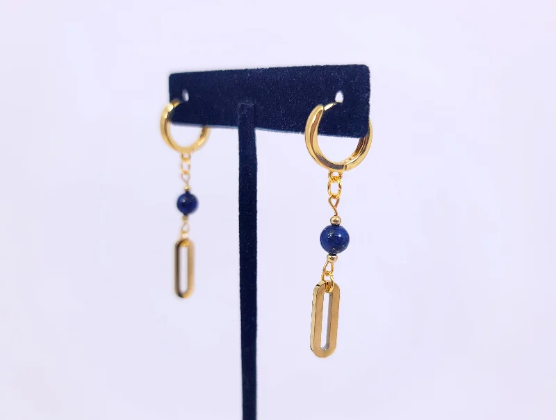 Women’s hoop statement earrings-Lapis of Luxury Earrings