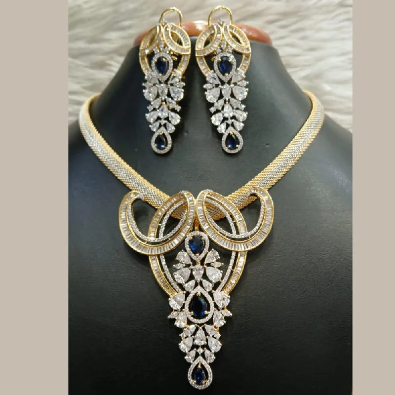 Women’s crystal necklaces-Jain Jewellers Gold Plated AD Necklace Set