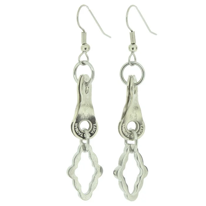 Women’s mixed metal earrings-Stainless Steel Diamond Drop Earrings - Wholesale