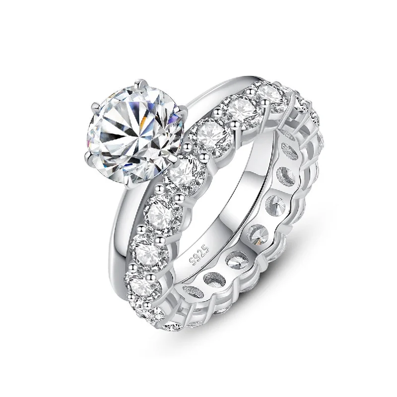 Women’s unique engagement ring-4 CTW Engagement Ring & Band Set | S925 | Moissanite