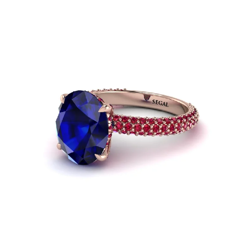 Women’s promise ring-Oval Cut Sapphire Classic Pave Engagement Ring - Irene No. 59