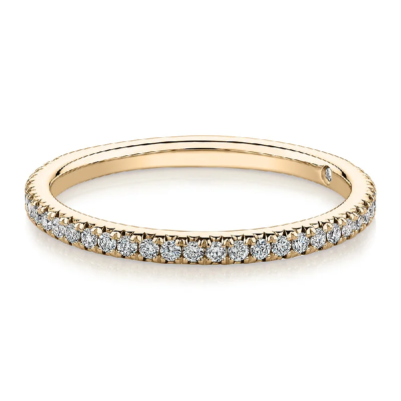 Women’s birthstone rings-Signature Simulant Diamond 0.23 carat* TW round brilliant wedding or eternity band in 14 carat yellow gold