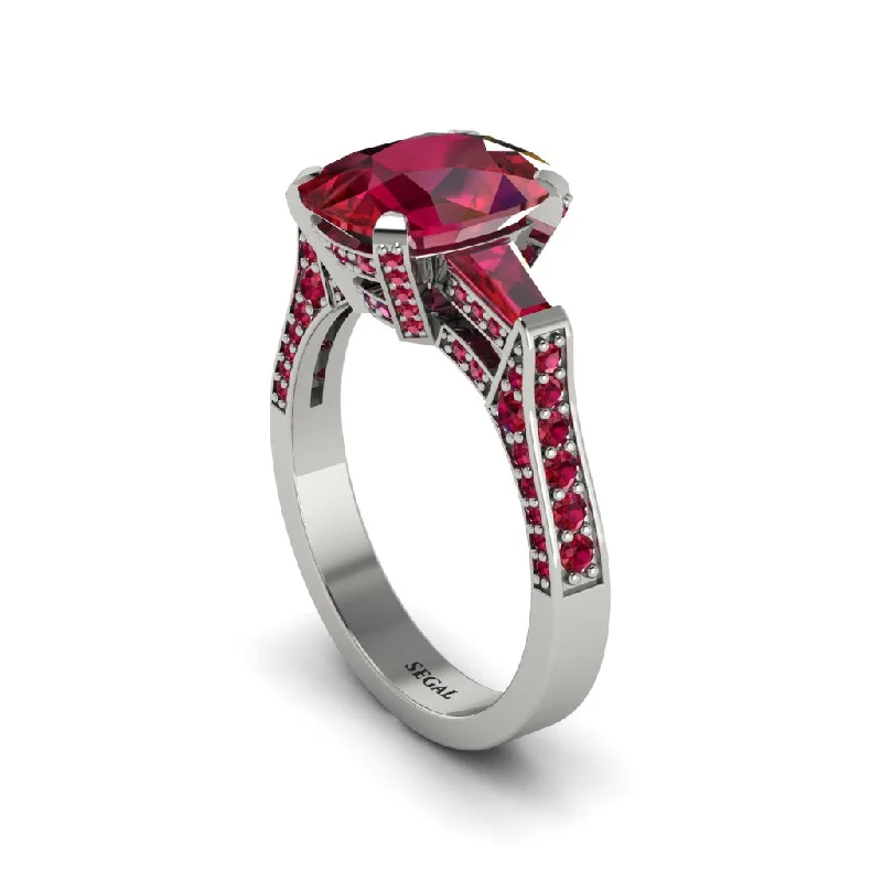 Women’s vintage diamond engagement ring-Exclusive Handmade Ruby Geometrical Engagement Ring - Yolanda No. 57