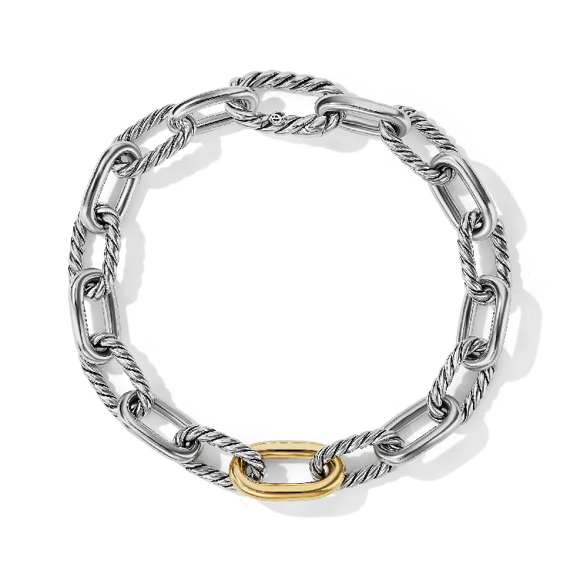 Women’s charm bracelet-DY Madison® Chain Bracelet in Sterling Silver with 18K Yellow Gold\, 8.5mm