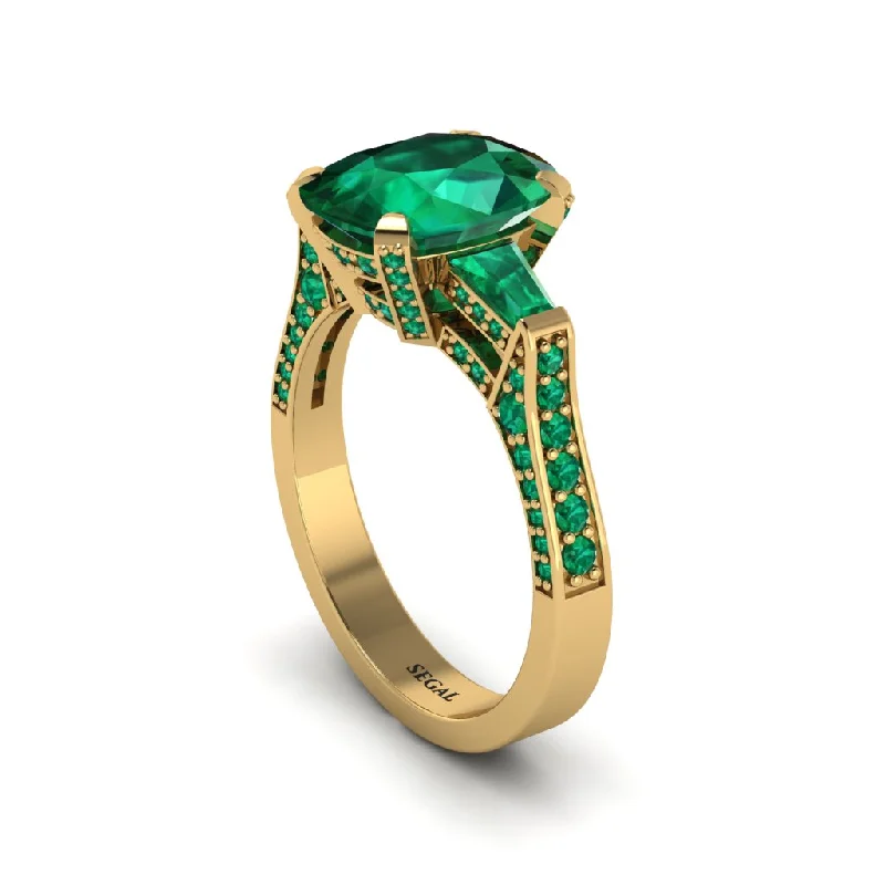 Women’s diamond engagement ring set-Exclusive Handmade Emerald Geometrical Engagement Ring - Yolanda No. 19