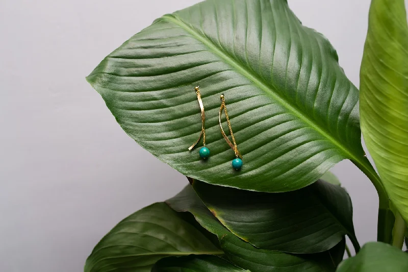 Women’s two-tone earrings-Malachite Ribbon Earrings