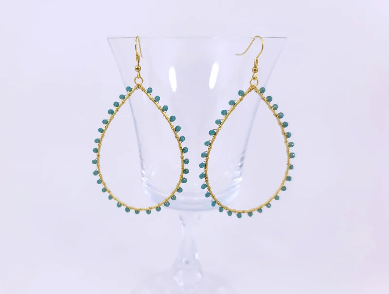 Women’s oversized earrings-Teal Crystal Earrings