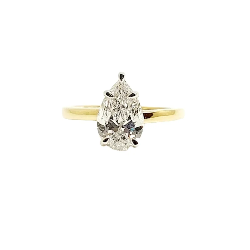 Women’s wedding rings-Classic Simple Solitaire Ring in 14k White & Yellow  Gold