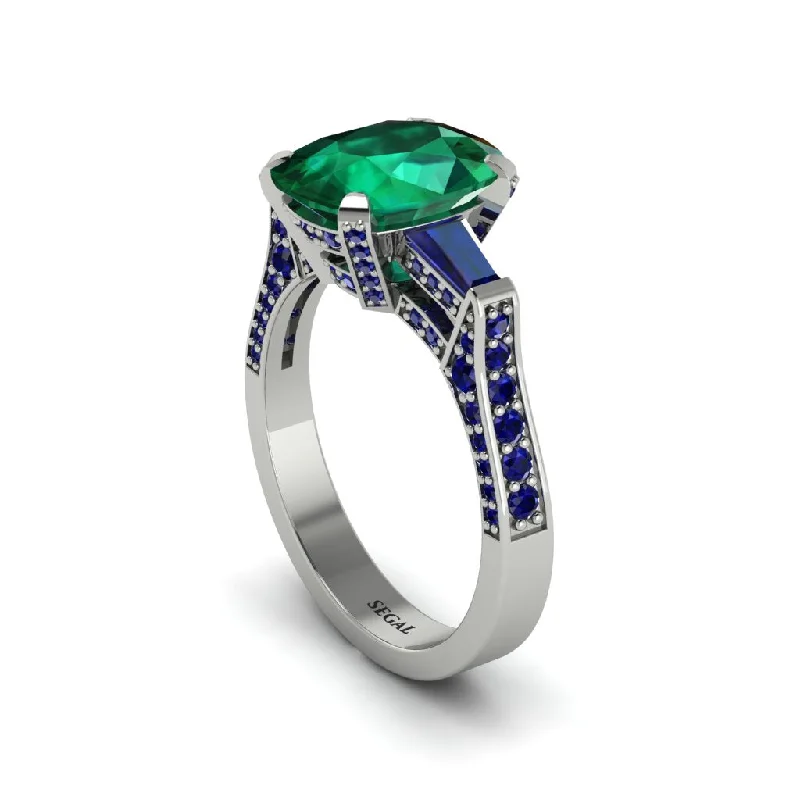 Women’s artistic engagement ring-Exclusive Handmade Emerald Geometrical Engagement Ring - Yolanda No. 66