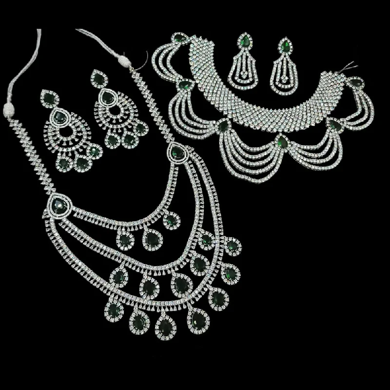 Women’s boho necklaces-Padmawati Bangles Silver Plated AD Necklace Combo