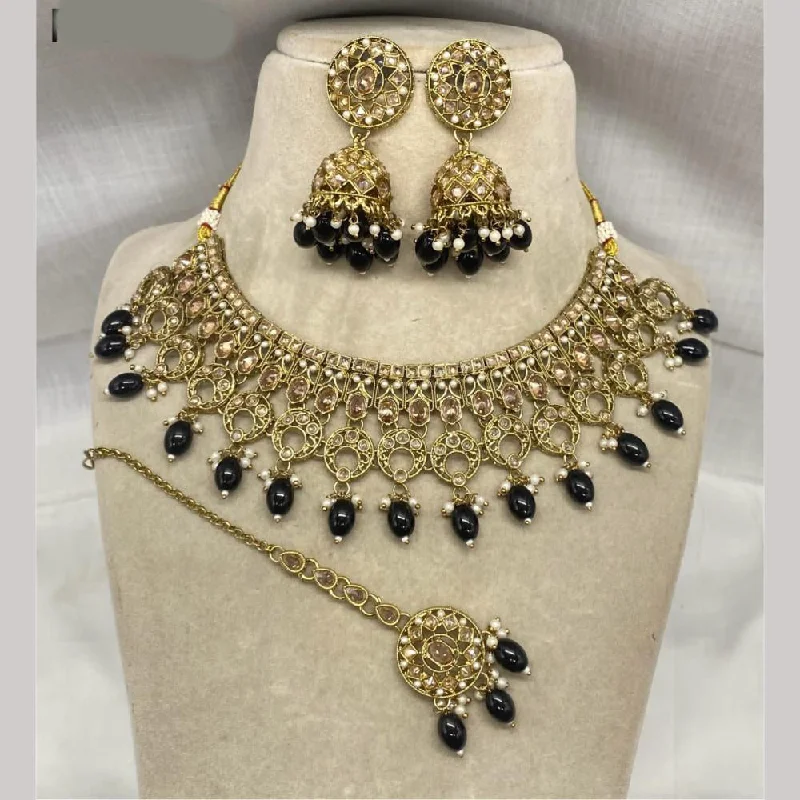 Women’s infinity necklaces-Amoliya Jewels Gold Plated Crystal Stone And Pearls Necklace Set