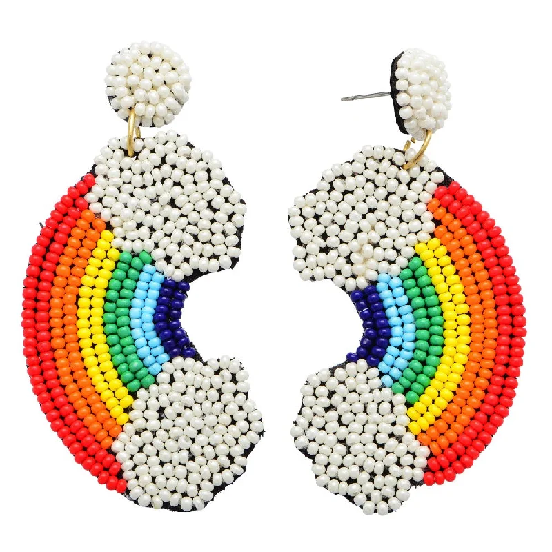 Women’s chandelier earrings-Beaded Earrings, Rainbow