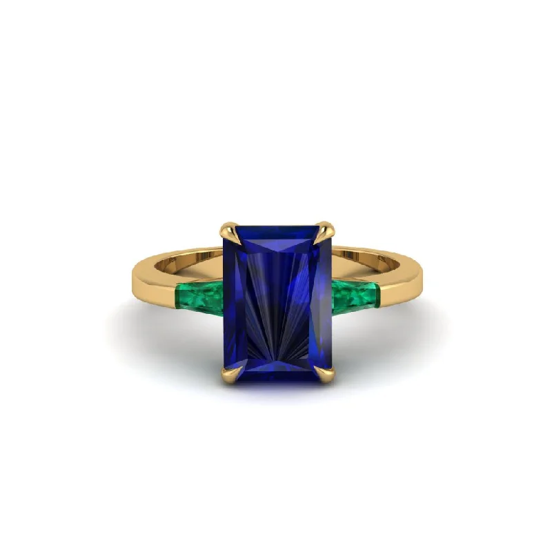 Women’s eternity engagement ring-Three Stone Radiant Cut Sapphire Engagement Ring - Hillary No. 28