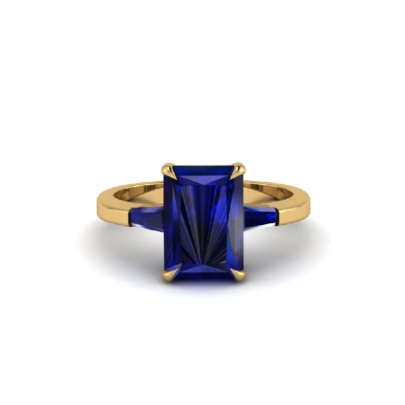 Women’s round engagement ring-Three Stone Radiant Cut Sapphire Engagement Ring - Hillary No. 73