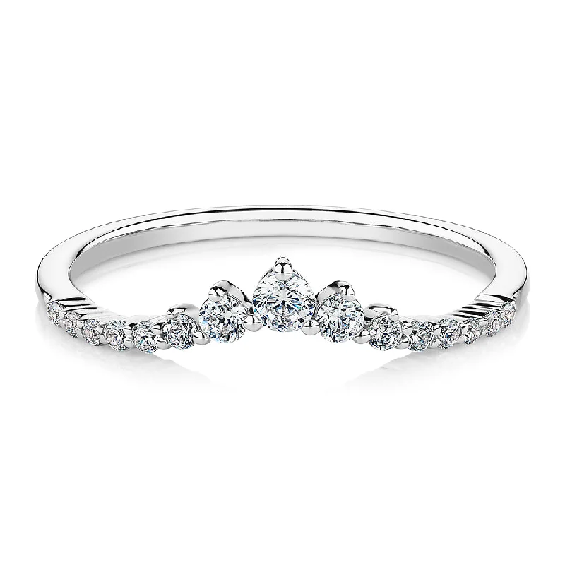 Women’s round-cut engagement rings-Round Brilliant curved wedding or eternity band in 10 carat white gold