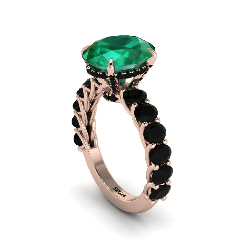 Women’s gemstone engagement ring-4ct Oval Cut Emerald Engagement Ring - Xena No. 35