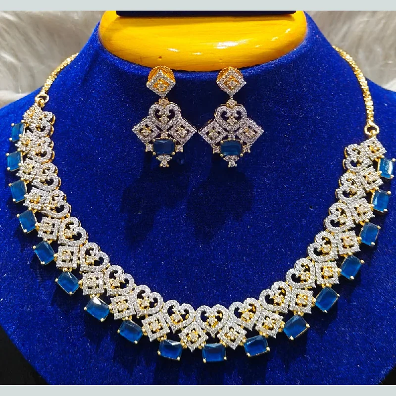 Women’s gold heart necklaces-Jain Jewellers Gold Plated AD Necklace Set