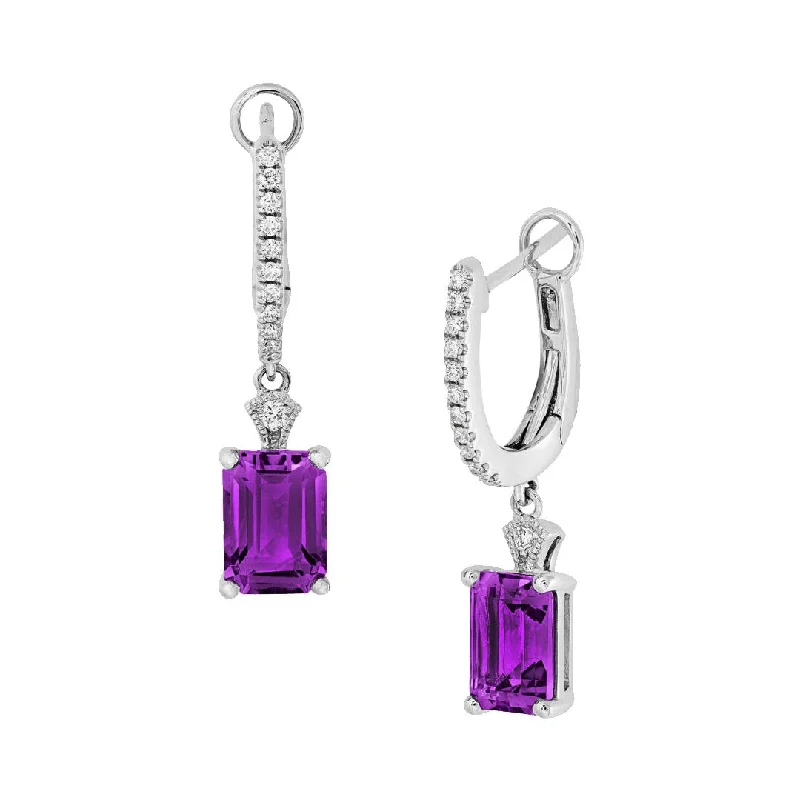 Women’s classic gold earrings-Amethyst & Diamond Drop Earrings