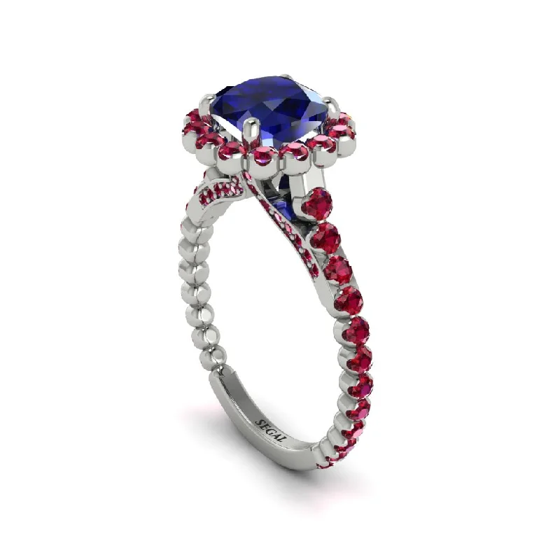 Women’s gemstone engagement ring-Modern Sapphire Cushion Cut Engagement Ring - Uma No. 60