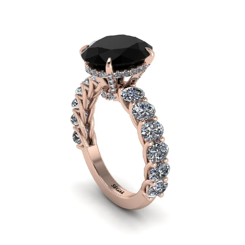 Women’s unique engagement ring setting-4ct Oval Cut Black Diamond Engagement Ring - Xena No. 8