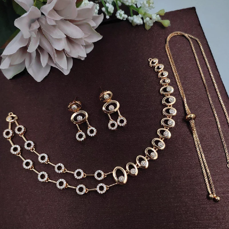 Women’s casual necklaces-Aamrapali Gold Plated American Diamond Necklace Set