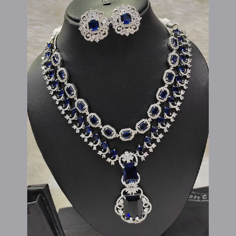 Women’s sapphire necklaces-Aamrapali Silver Plated AD Necklace Set