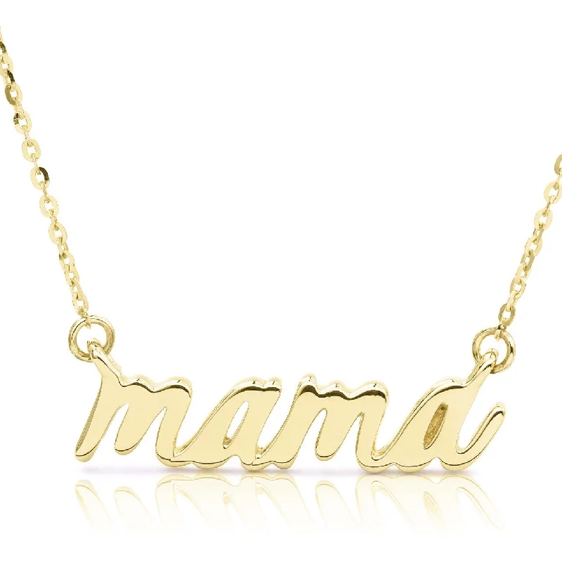 Women’s engraved pendant necklaces-14k Gold Mama Statement Necklace