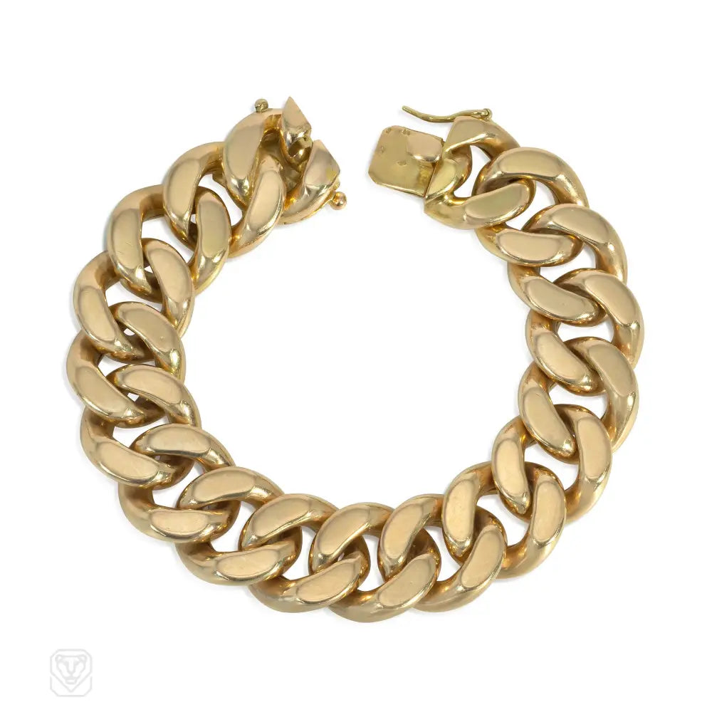 Women’s tennis bracelet-French Retro gold curb link bracelet