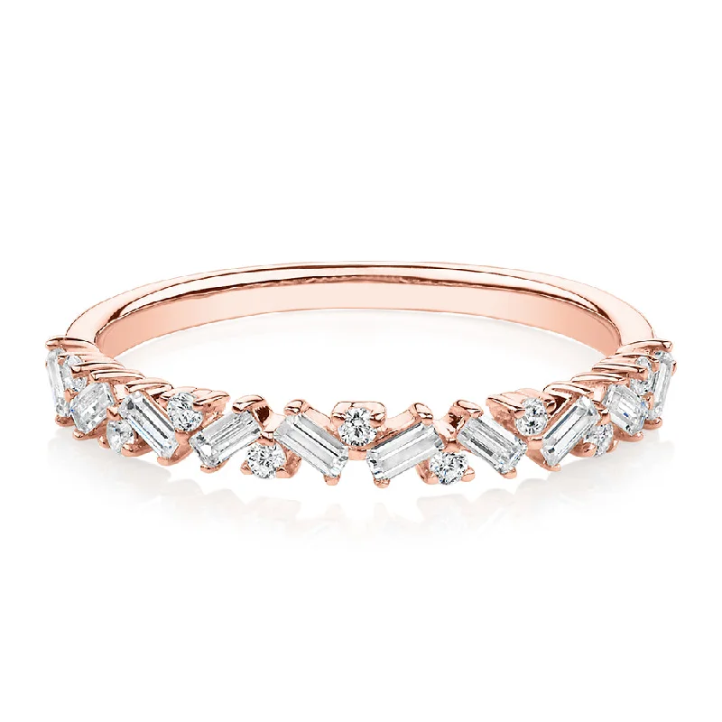 Women’s custom rings-Dress ring with 0.56 carats* of diamond simulants in 10 carat rose gold