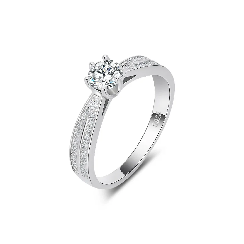 Women’s antique gold engagement ring-Solitaire Split Shank Engagement Ring | S925 | Moissanite