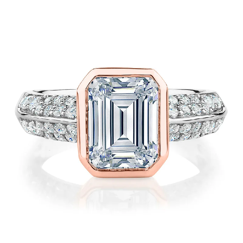 Women’s textured rings-Synergy dress ring with 3 carats* of diamond simulants in 10 carat rose gold and sterling silver