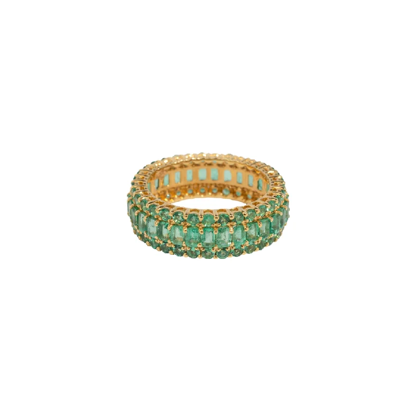 Women’s ruby rings-Emerald & Gold Yamuna River Band