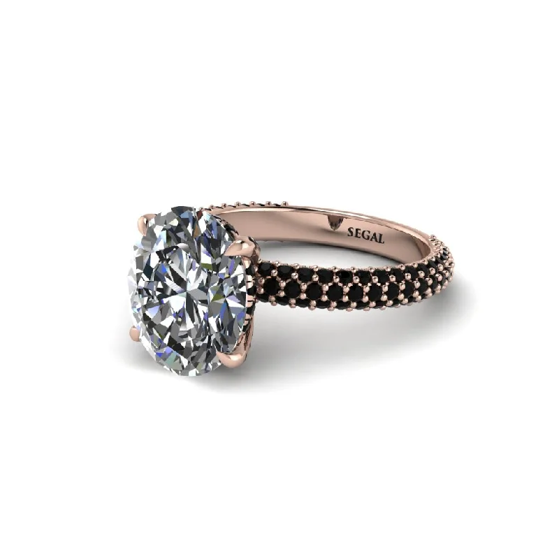 Women’s round cut engagement ring-Oval Cut Diamond Classic Pave Engagement Ring - Irene No. 32