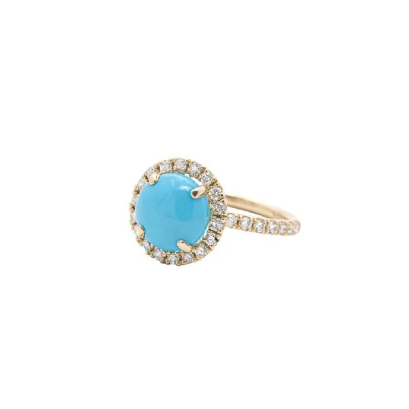 Women’s statement diamond rings-Yellow Gold & Turquoise Aura Ring II