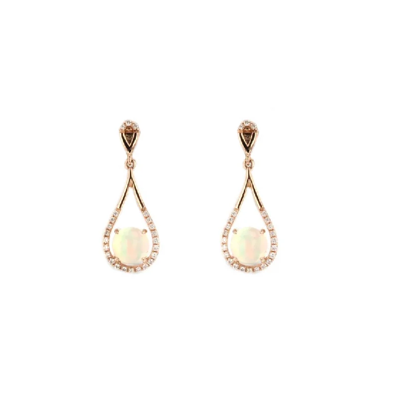 Women’s contemporary earrings-Opal & Diamond Drop Earrings