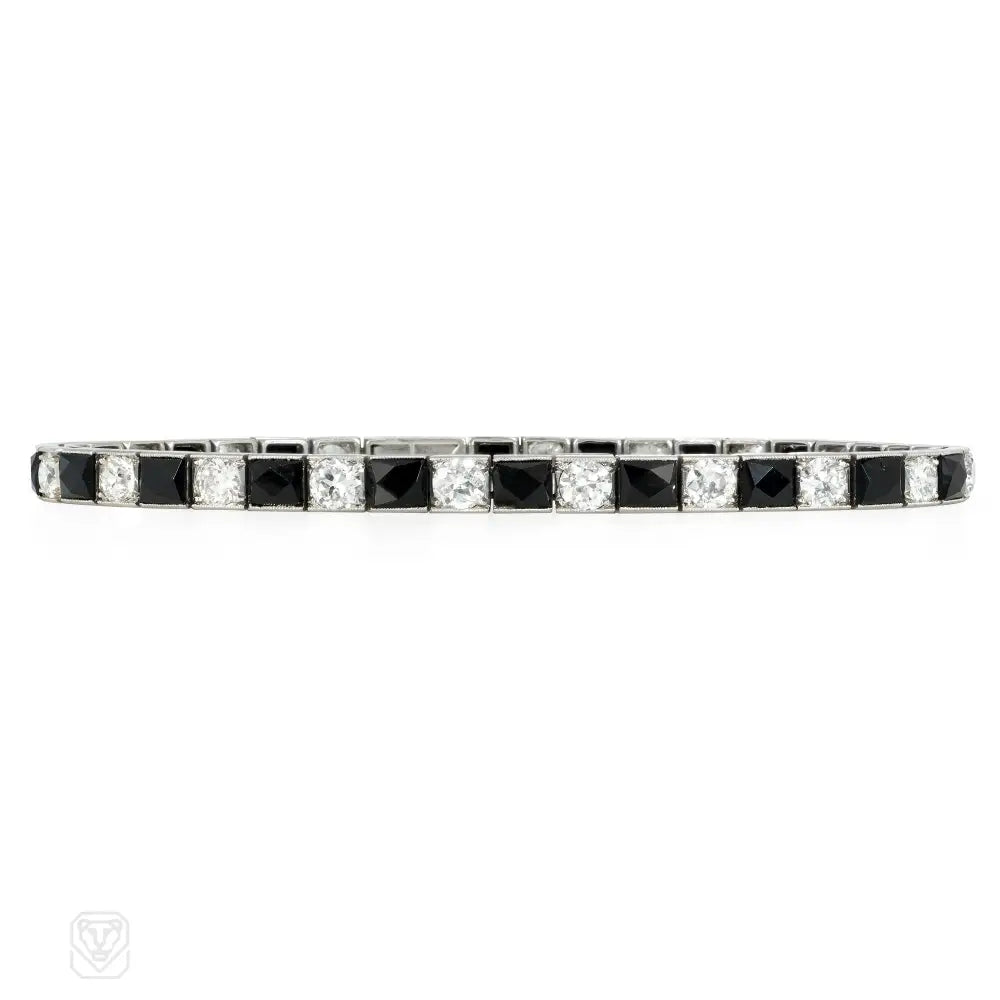 Women’s wedding bracelet-Van Cleef & Arpels Art Deco onyx and diamond line bracelet