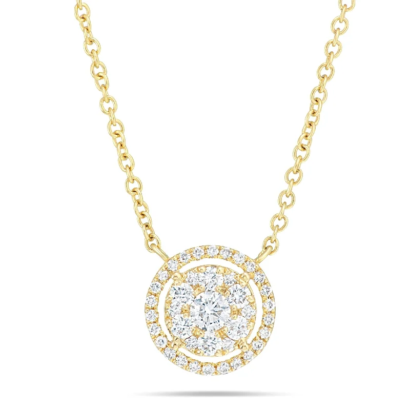 Women’s modern diamond necklaces-18K Gold 0.40ct Diamond Halo Cluster Necklace