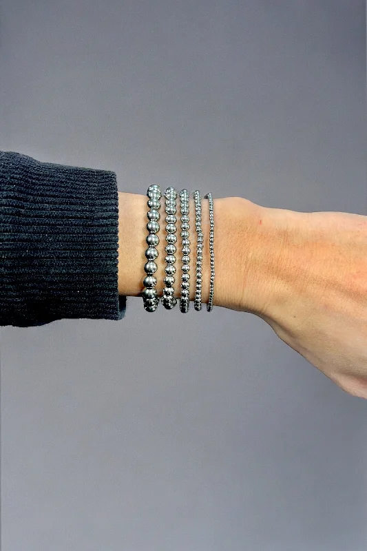 Women’s chunky cuff bracelet-SILVER BALL BRACELETS - Stack or Individual